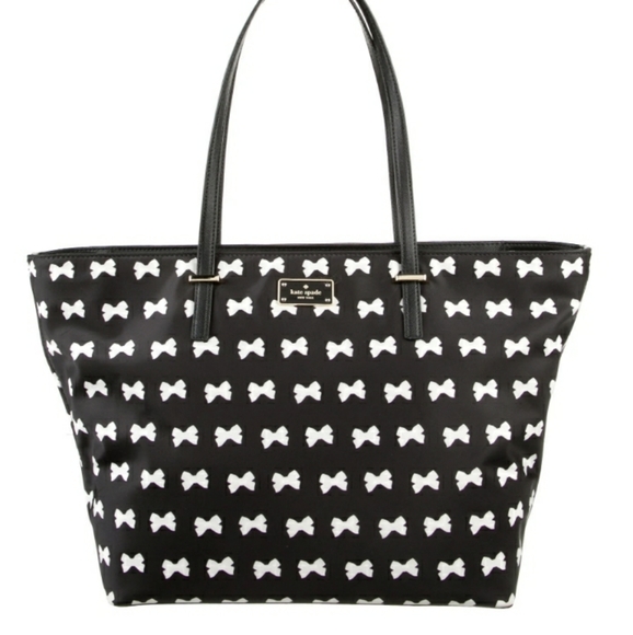 KATE SPADE โ ๏ธ LEATHER TRIM CANVAS TOTE BAG (LARGE) - Picture 2 of 8